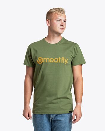 Pánske tričko Meatfly Striped Logo, Olive