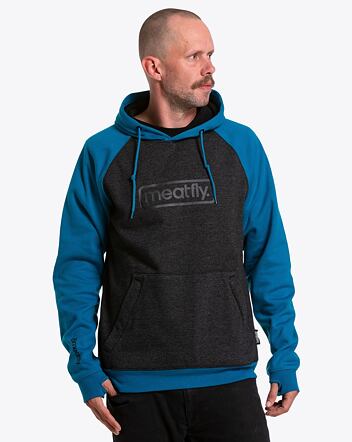 Pánska technická mikina Meatfly Gravel, Black Heather / Petrol