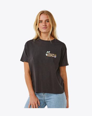 Dámske tričko Rip Curl Tiki Tropics Relaxed, Washed Black