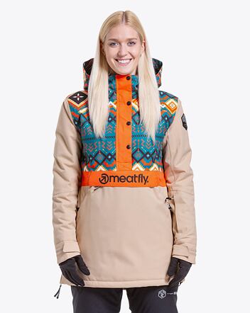 Dámska SNB & SKI bunda Meatfly Aiko, Latte/Jones Petrol