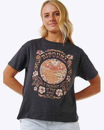Dámske tričko Rip Curl Celestial Search Relaxed, Washed Black