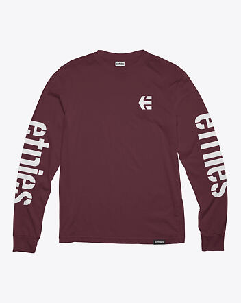 Pánske tričko Etnies Icon, Burgundy/White s dlhým rukávom