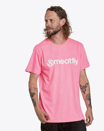Pánske tričko Meatfly Joe, Neon Pink/White