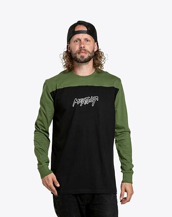 Pánske tričko s dlhým rukávom Meatfly Judgement, Olive/Black
