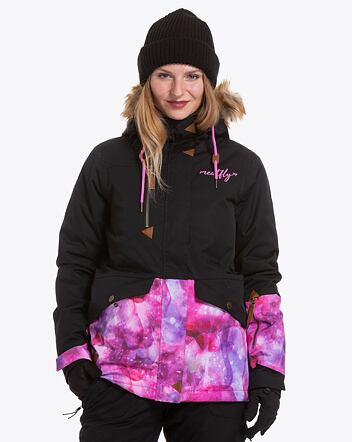 SNB & SKI bunda Meatfly Athena 2, Black Stripe, Universe Pink
