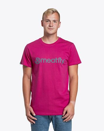 Pánske tričko Meatfly Striped Logo, Magenta