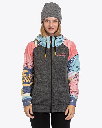 Dámska technická mikina Meatfly Alisha 4, C - Pastel Splash, Grey Heather