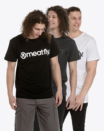 Balenie pánskych tričiek Meatfly MF Logo Multipack, Black/Charcoal Heather/White