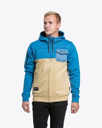 Pánska technická mikina Meatfly Josh, Blue / Light Brown