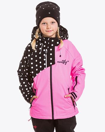 Detská SNB & SKI bunda Meatfly Deliah, Pink Killer/White Dot