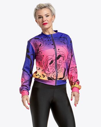 Dámska bunda Pura Vida Berry Bomber, Peach Flowers