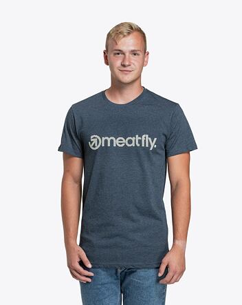 Pánske tričko Meatfly Striped Logo, Navy Heather