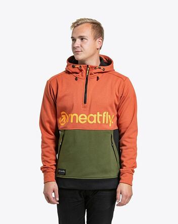Pánska technická mikina Meatfly Tason, Brick / Olive