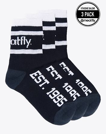 Ponožky Meatfly Long Triple Pack, Black