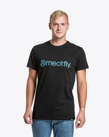 Pánske tričko Meatfly Striped Logo, Black