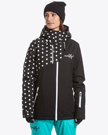 Snowboardová bunda Meatfly Deborah, G - Black, White Dot