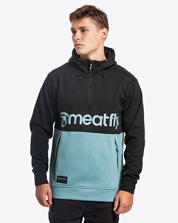 Pánska technická mikina Meatfly Tason, Black/Dusty Mint