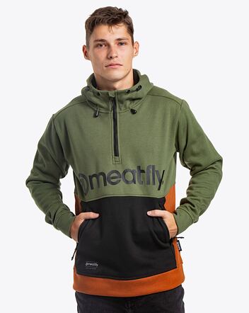 Pánska technická mikina Meatfly Tason, Olive/Black