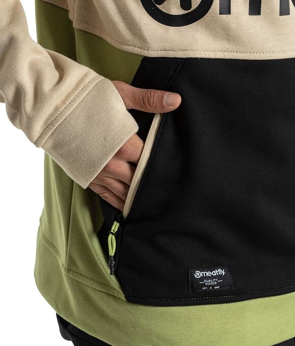 Pánska technická mikina Meatfly Tason, Sand/Black