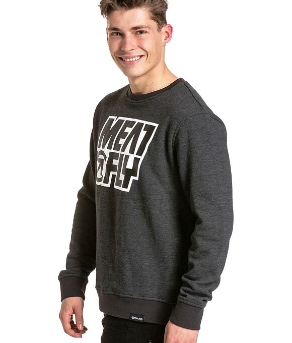 Pánska mikina Meatfly Repash Crewneck, Charcoal Heather