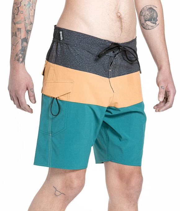 Pánske plavky Meatfly Mitch Boardshorts 21", Snake Green / Camel