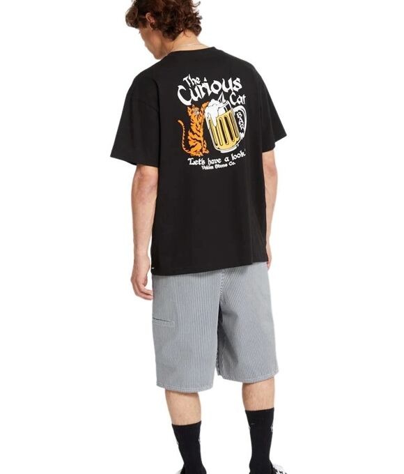 Pánske tričko Volcom Curious Cat, Black