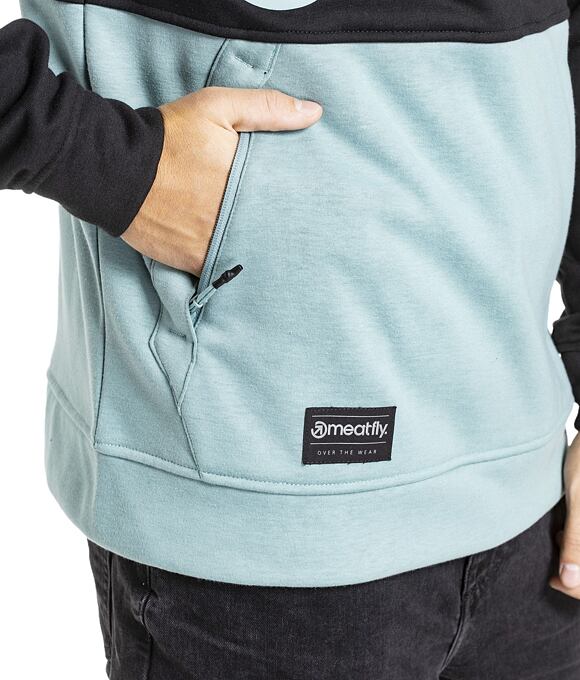 Pánska technická mikina Meatfly Tason, Black/Dusty Mint