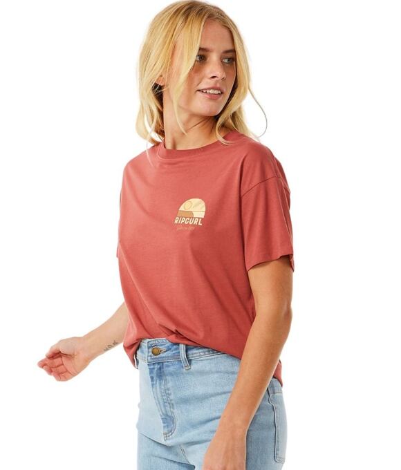Dámske tričko Rip Curl Line Up Relaxed, Maroon