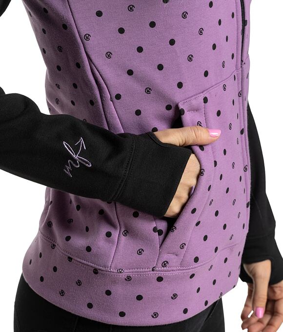 Dámska technická mikina Meatfly Alisha, Purple Dots / Black