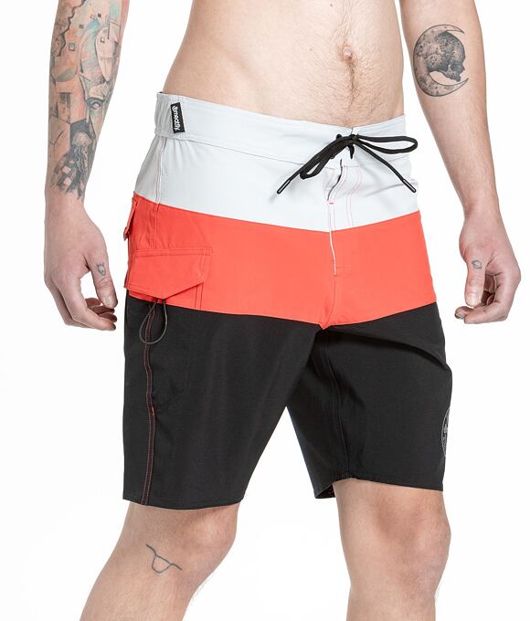Pánske plavky Meatfly Mitch Boardshorts 21", Red Orange / Black