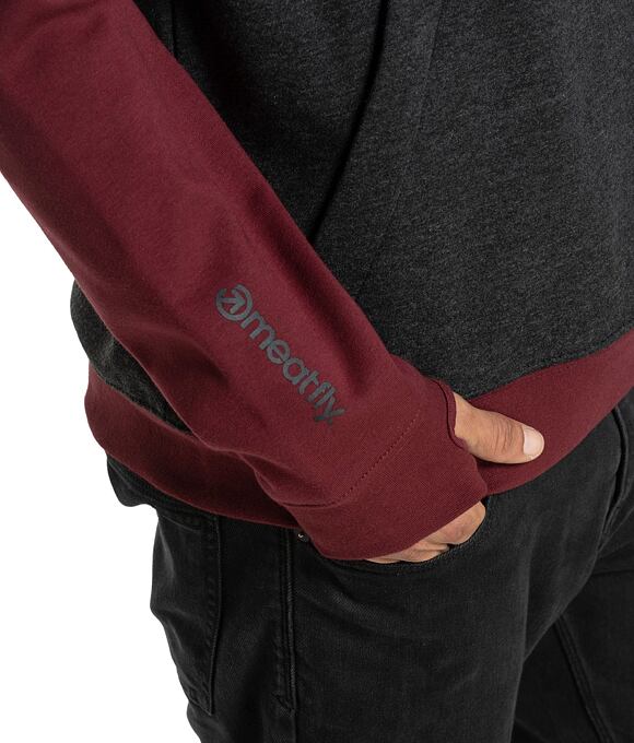 Pánska technická mikina Meatfly Gravel, Wine / Black Heather