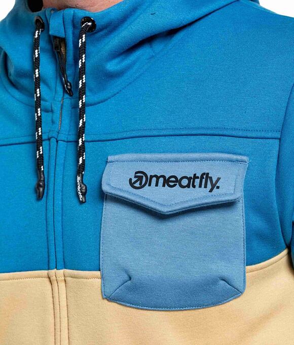 Pánska technická mikina Meatfly Josh, Blue / Light Brown