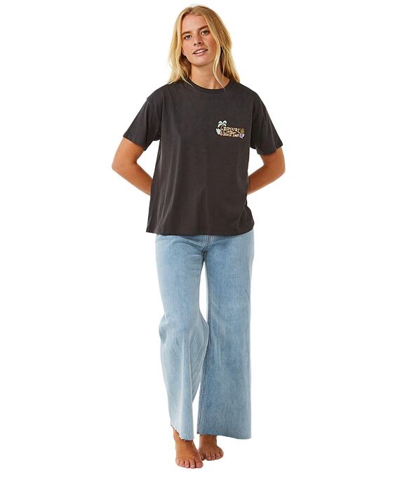 Dámske tričko Rip Curl Tiki Tropics Relaxed, Washed Black