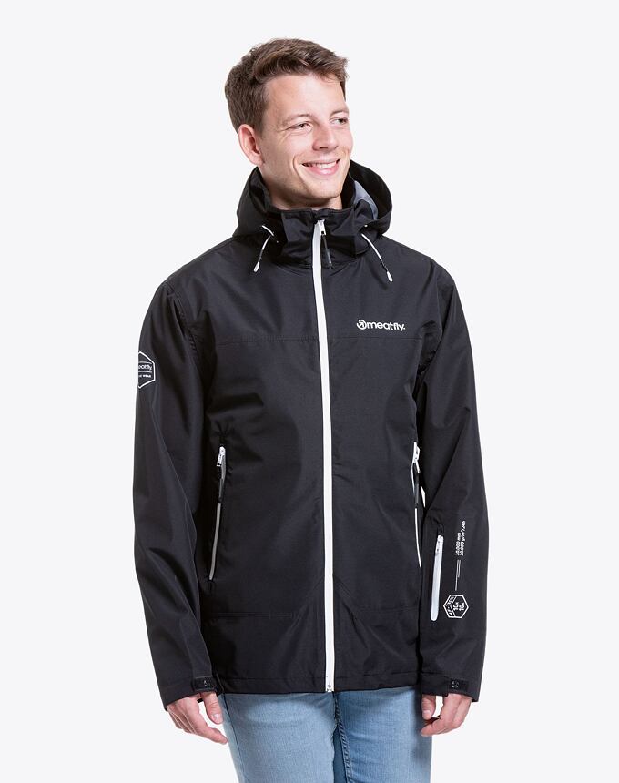 Pánska hardshell bunda Meatfly Bryce, Black Ripstop