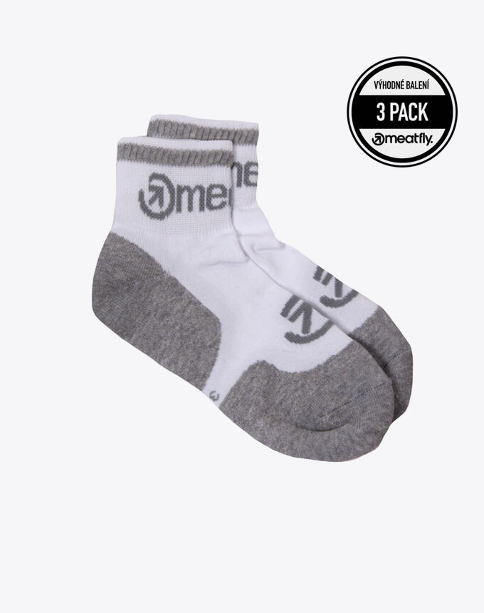 Ponožky Meatfly Logo Middle, Triple pack, C - White