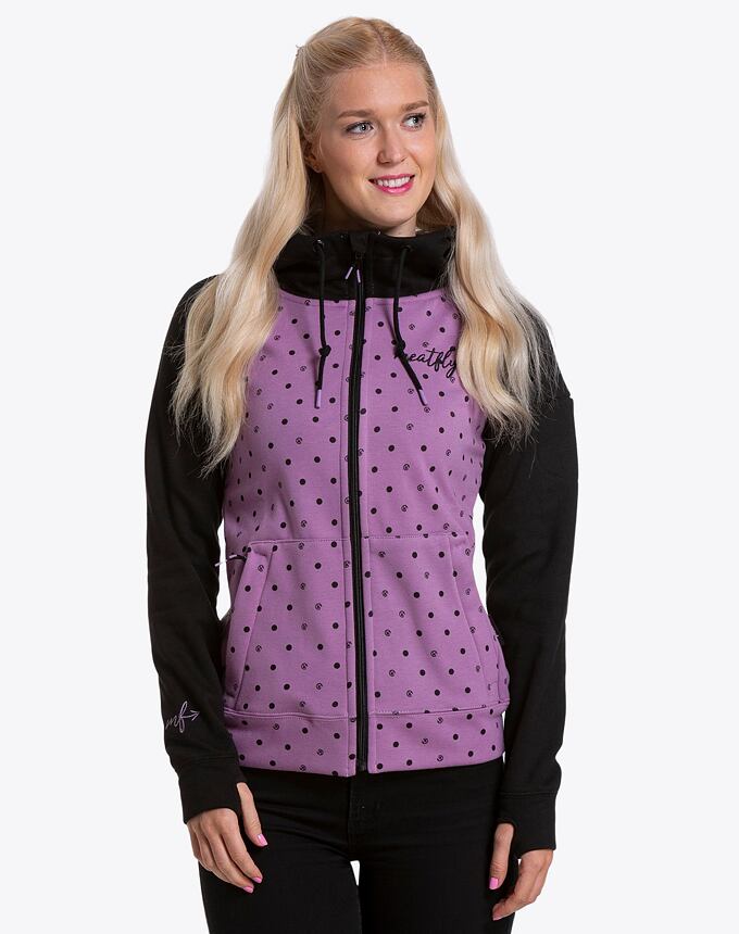 Dámska technická mikina Meatfly Alisha, Purple Dots / Black