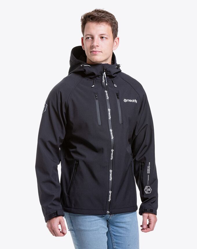 Pánska softshell bunda Meatfly Rasmussen, Logo Black