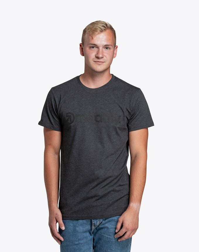 Pánske tričko Meatfly Striped Logo, Charcoal Heather