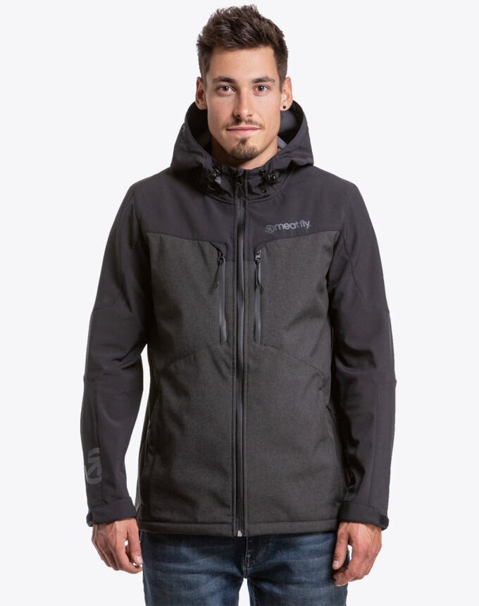 Pánska softshell bunda MEATFLY RASMUSSEN, B - Black, Grey Heather