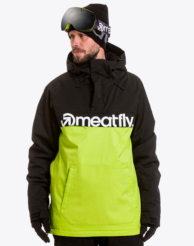 Pánska SNB & SKI bunda Meatfly Slinger Premium, Black/Lime