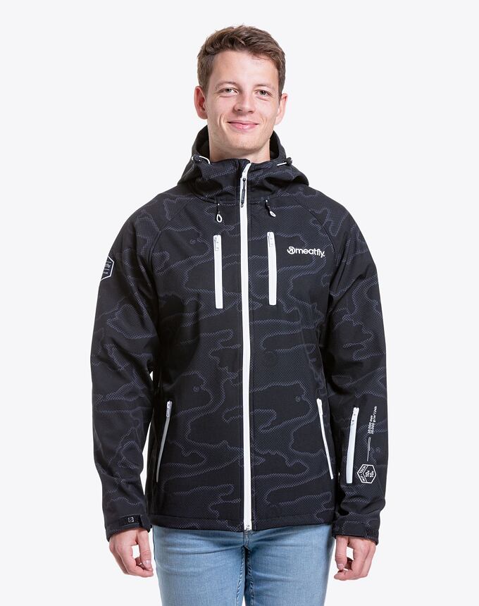 Pánska softshell bunda Meatfly Rasmussen, Morph Black