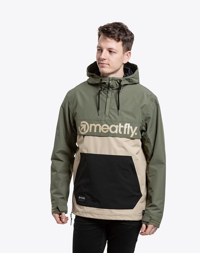 Pánska street bunda Meatfly Garen, Olive/Deep Sand