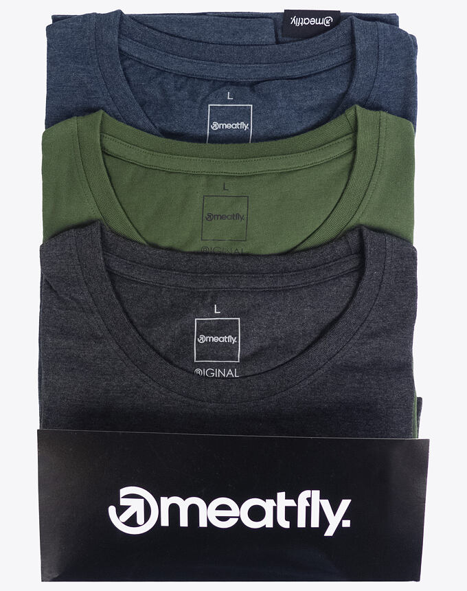 Balenie pánskych tričiek Meatfly Basic Multipack, Charcoal Heather/Olive/Navy Heather