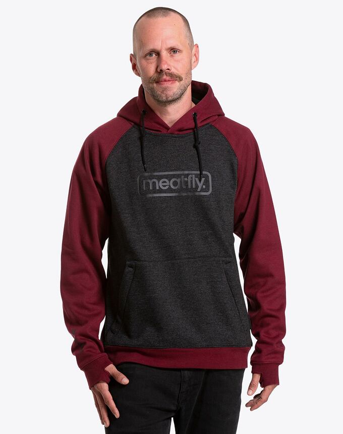 Pánska technická mikina Meatfly Gravel, Wine / Black Heather