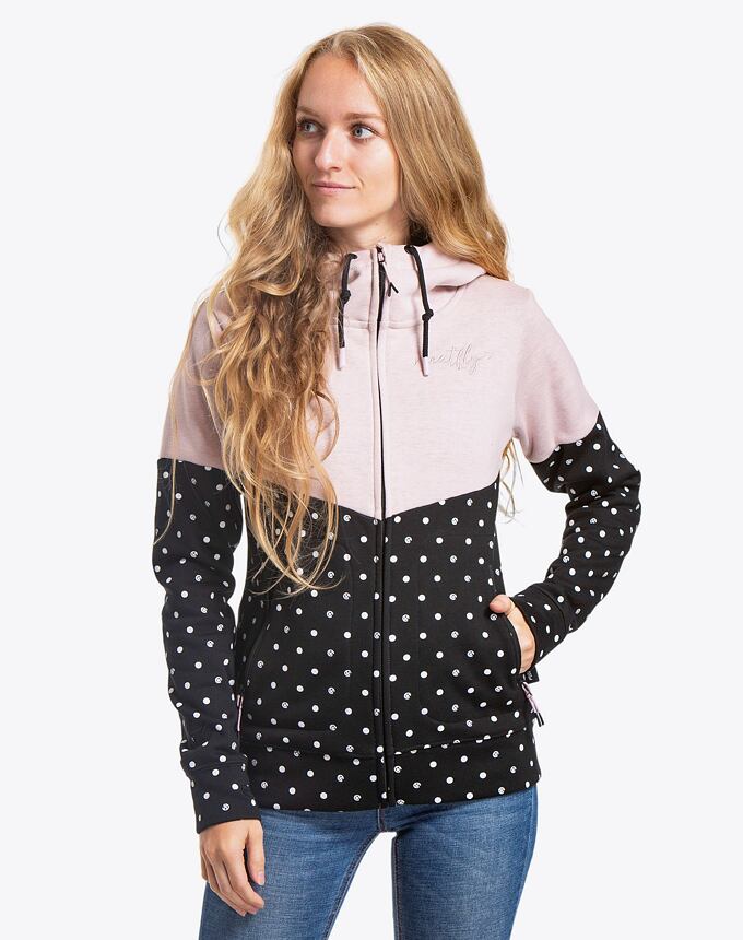 Dámska technická mikina Meatfly Omni, Powder Pink/Black Dots