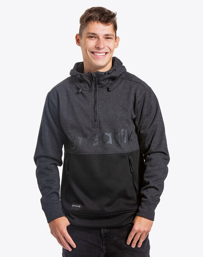 Pánska technická mikina Meatfly Tason, Black Heather/Black