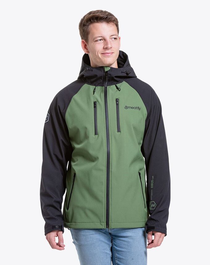 Pánska softshell bunda Meatfly Rasmussen, Forest Green/Black