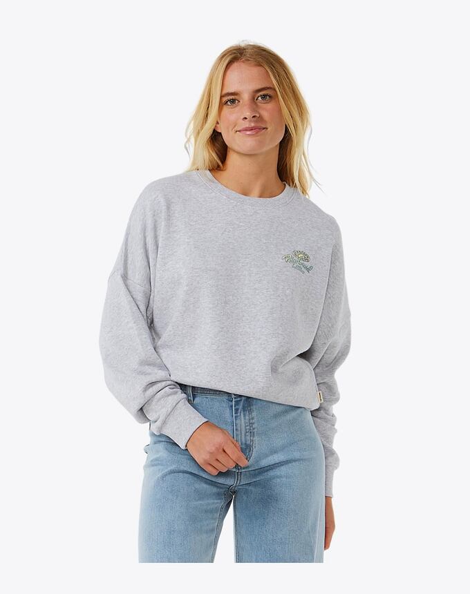Dámska mikina Rip Curl Rolling Curl Drop Shoulder Crew, Grey Marle