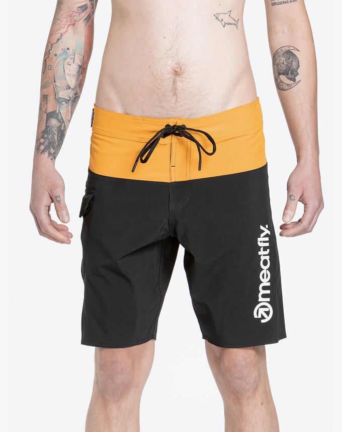 Pánske plavky Meatfly Mitch Boardshorts 21", Yellow / Black