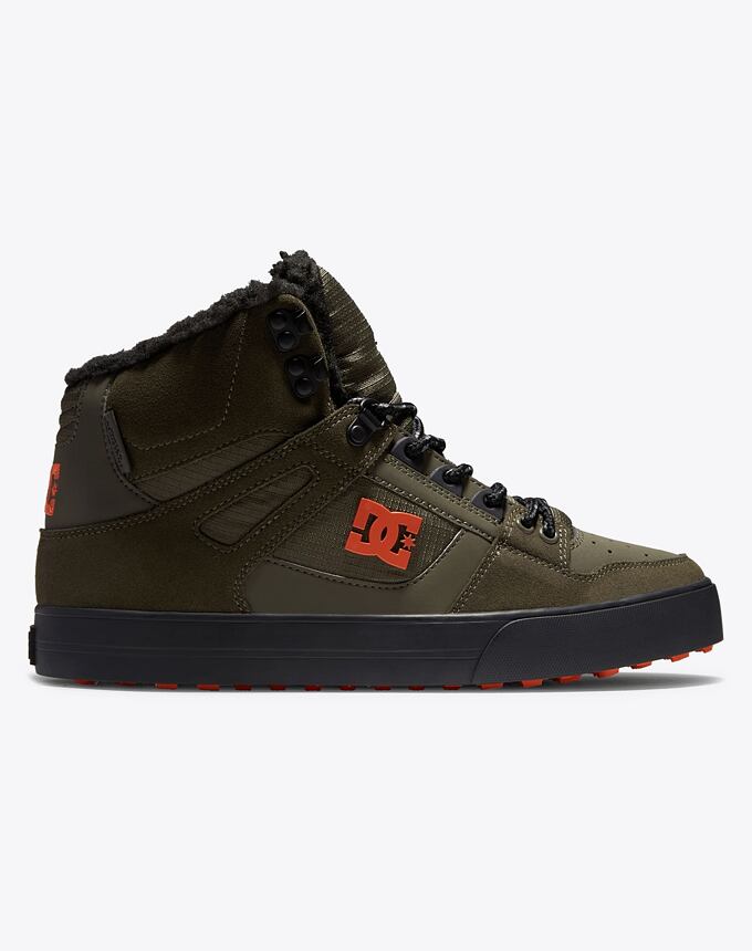 Pánske zimné DC Shoes topánky Pure High-Top WC, Dusty Olive/Orange